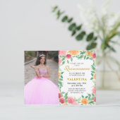 水エレガント色フローラキンセアニェラ写真 インビテーションポストカード (スタンド正面)