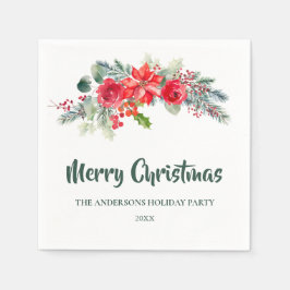 水エレガント色フローラクリスマスパーティー スタンダードカクテルナプキン