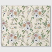 水エレガント色フローラクリスマス ラッピングペーパー (フラット)