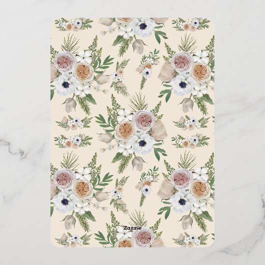 水エレガント色フローラクリスマス 箔シーズンカード (裏面)