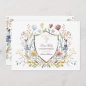 水エレガント色フローラクレスト最初のコミュニティ 招待状 (正面/裏面)