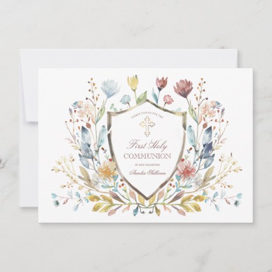 水エレガント色フローラクレスト最初のコミュニティ 招待状 (正面)