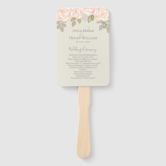 水エレガント色フローラグシンプルリーピーチ ハンドファン (正面)