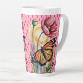 水エレガント色フローラグリーティングカード カフェラテマグ (右アングル)