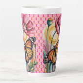 水エレガント色フローラグリーティングカード カフェラテマグ (正面)