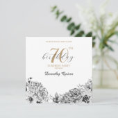 水エレガント色フローラサプライズ誕生日パーティー 招待状 (スタンド正面)