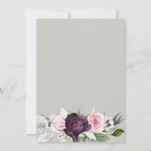 水エレガント色フローラセージ70誕生日 招待状 (裏面)