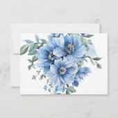 水エレガント色フローラダスティブルー結婚ズ 出欠カード (裏面)