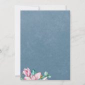 水エレガント色フローラダスティブルー結婚ズ 招待状 (裏面)