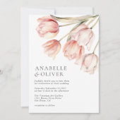 水エレガント色フローラチューリ結婚ップ 招待状 (正面)