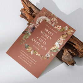 水エレガント色フローラテラコッタスウィート16 招待状