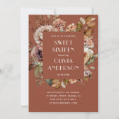 水エレガント色フローラテラコッタスウィート16 招待状 (正面)