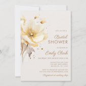 水エレガント色フローラデリケートブライダルシャワー 招待状 (正面)