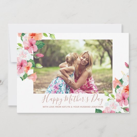 水エレガント色フローラハッピーマザーズデイ写真 シーズンカード (正面)