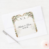 水エレガント色フローラハートのテーマ スクエアシール (封筒)