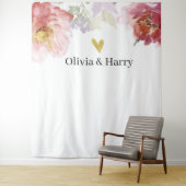 水エレガント色フローラハート結婚の背景 タペストリー (インサイチュ)