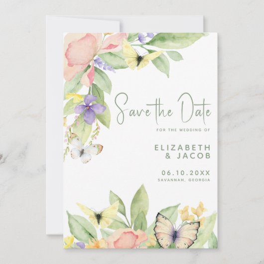 水エレガント色フローラバタフライフラワーガーデン セーブザデート (正面)