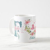 水エレガント色フローラバタフライモノグラムF コーヒーマグカップ (正面左)