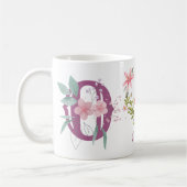 水エレガント色フローラバタフライモノグラムO コーヒーマグカップ (左)