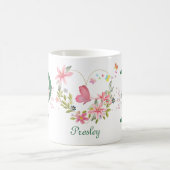水エレガント色フローラバタフライモノグラムP コーヒーマグカップ (中央)