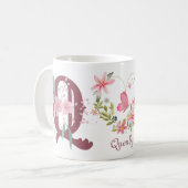 水エレガント色フローラバタフライモノグラムQ コーヒーマグカップ (正面左)