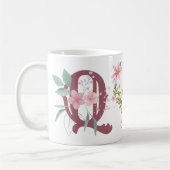 水エレガント色フローラバタフライモノグラムQ コーヒーマグカップ (左)