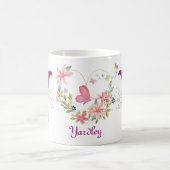 水エレガント色フローラバタフライモノグラムY コーヒーマグカップ (中央)