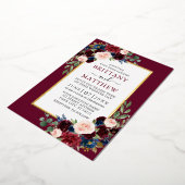 水エレガント色フローラバー結婚グンディ金ゴールド 箔招待状 (回転した状態)