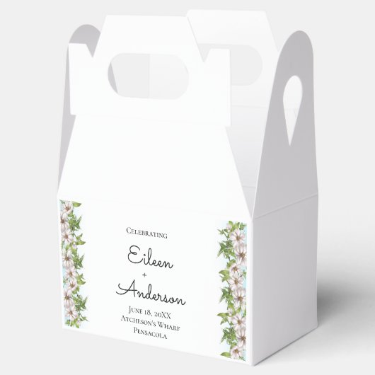 水エレガント色フローラパステル結婚ズケーキ フェイバーボックス (オープン)