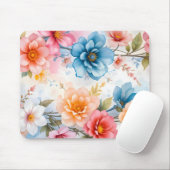 水エレガント色フローラパッテンデザイン マウスパッド (マウス)