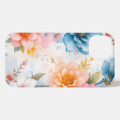 水エレガント色フローラパッテンデザイン iPhoneケース (裏面横)