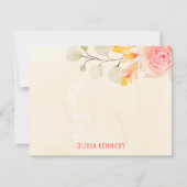 水エレガント色フローラパーソナライズされたクリーム ノートカード (正面)