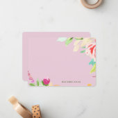 水エレガント色フローラパーソナライズされた明るい赤紫色  ノートカード (正面/裏面インサイチュ)