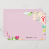 水エレガント色フローラパーソナライズされた明るい赤紫色  ノートカード (正面/裏面)