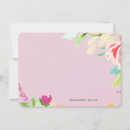 水エレガント色フローラパーソナライズされた明るい赤紫色  ノートカード