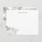 水エレガント色フローラパーソナライズされた ノートカード (正面/裏面)