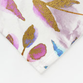 水エレガント色フローラピンクと白 フリースブランケット (角)