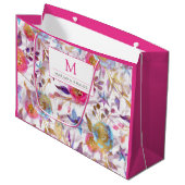 水エレガント色フローラピンクと白 ラージペーパーバッグ (正面アングル)