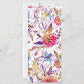 水エレガント色フローラピンクと白 招待状 (裏面)