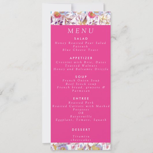 水エレガント色フローラピンクと白 招待状 (正面)