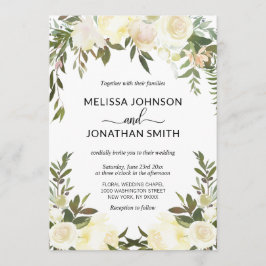 水エレガント色フローラピンククリームアイボリー結婚ズ 招待状