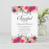 水エレガント色フローラピンクブライダルシャワー 招待状 (スタンド正面)