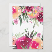 水エレガント色フローラピンクブライダルシャワー 招待状 (裏面)