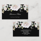 水エレガント色フローラピンクホワイトローズブラック 名刺 (正面/裏面)