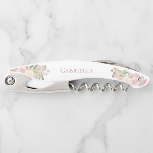 水エレガント色フローラピンクボ結婚ホの名前 ソムリエナイフ (正面)