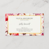 水エレガント色フローラピンクモダンパターンBoho 名刺 (裏面)