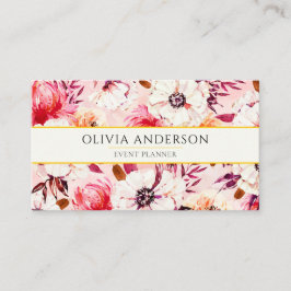 水エレガント色フローラピンクモダンパターンBoho 名刺