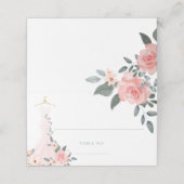 水エレガント色フローラピンクローズ結婚ズドレス プレイスカード (外部開封)