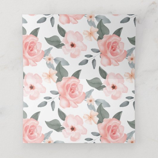 水エレガント色フローラピンクローズ結婚ズドレス プレイスカード (内部開封)