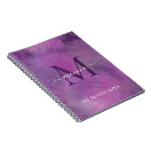 水エレガント色フローラピンク紫モノグラムの ノートブック (右側)